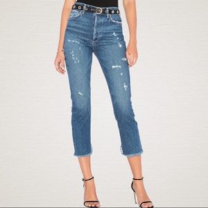 Agolde high rise straight crop Riley jeans in low down. Size 31